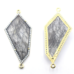 925เงินสเตอร์ลิงเครื่องประดับควอตซ์สีดำประดับเพชรแฟนซีตัวเชื่อมต่อชุบทองสไตล์แฟชั่นชุบโรเดียม - Product Image 6