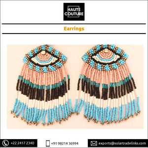 Cuentas de tubo de diseño superior, borlas de ojo del mal hechas a mano, bordadas, pendientes de gota hechos a mano para mujer/mujer - Product Image 3