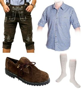 5-piece Costume Set a Trachten Lederhosen 46-60 Straps, Shoes, Shirt, <b>Long</b> <b>Socks</b> - Product Image 1