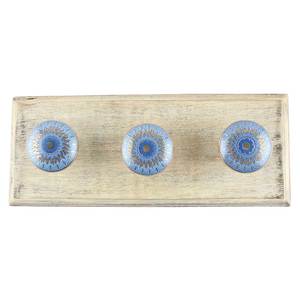 Decorative <b>Blue</b> Wooden Floral vintage Hat Hooks Bathroom <b>Towel</b> Holder Clothes Hanger for Wall Durable Indian Craft Wholesale - Product Image 1