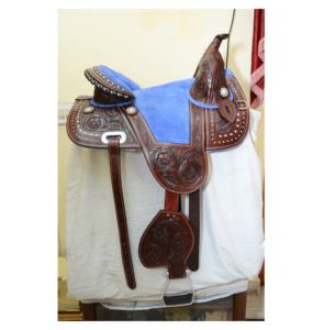 Silla de montar a caballo occidental de cuero genuino de primera calidad, tachuela artesanal duradera con Árbol de madera y plástico, proveedores de confianza - Product Image 2