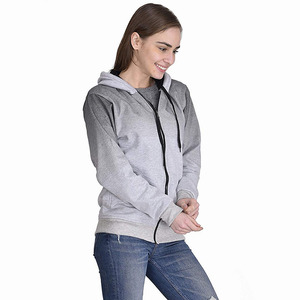 Sudadera con capucha para mujer, de gran tamaño, con cremallera y cordón grueso, color gris, alta calidad - Product Image 2