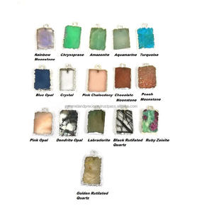 Labradorite Slice จี้-ขนาดเล็ก Silver Edged จี้อัญมณีสำหรับสร้อยคอ - Product Image 3