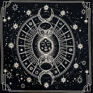 <b>Altar</b> <b>Cloth</b> Moon Phases Cotton Table <b>Cloth</b> Witchcraft Witchery Spiritual Home Decor Black Gold Handmade By Indian Consigners - Product Image 2