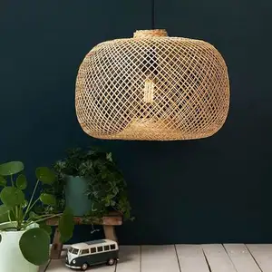 Dekorative natürliche rattan hängenden ball beleuchtung innen woven bamboo anhänger lampe lichter für küche