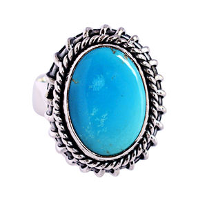Bague en argent Sterling 925 pour femme, bijou en pierre précieuse naturelle, zircon, turquoises - Product Image 1