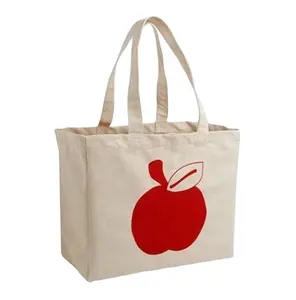 Bolsa para compras, sacola de algodão de lona para mercearia e frutas brancas da apple