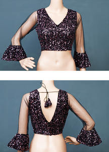 Blusa de estilo indio para mujer, blusa de trabajo con bordado de secuencia, ropa de fiesta de diseñador de boda - Product Image 3