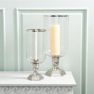 <b>Glass</b> Silver Metal Hurricane <b>Candle</b> <b>Holder</b> - Product Image 1