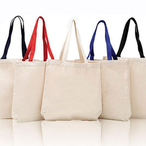 Bolsas de compras reutilizables de lona de algodón orgánico con logotipo impreso personalizado y asa de transporte al hombro - Product Image 2