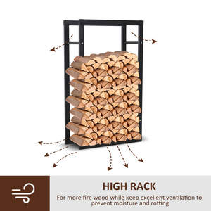 Rack à bûches robuste en acier avec finition durable parfait pour le stockage intérieur et extérieur du bois de chauffage - Product Image 4