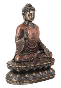 Nirmala Handicrafts - Estatua de Buda de Resina de Poliéster con Acabado en Bronce/Cobre, Buda Sentado Hecho a Mano, Decoración Religiosa para el Hogar - Product Image 2
