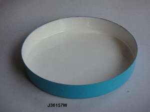 ชามเสิร์ฟพร้อมเคลือบใส่อาหารสีเทอร์ควอยซ์ปลอดภัยสำหรับตกแต่งบ้านทำจากโลหะเคลือบเคลือบโลหะทรงกลม - Product Image 3