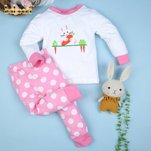 Ensemble de vêtements de détente à imprimé animal de Pâques 100% coton pour petites filles au printemps fabriqué en Vietnam-BB493 - Product Image 2