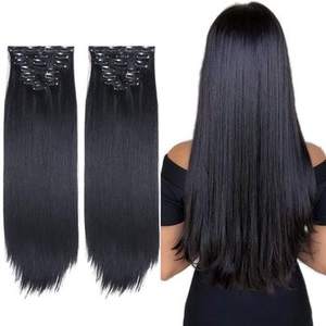 Extensiones de cabello Remy con clip, estilo suelto de onda profunda, cabello humano indio virgen de calidad pura de donantes individuales directos de la India - Product Image 1