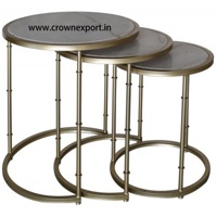 Ensemble de tables gigognes en fer finition or, argent et cuivre, ensemble de 3, table basse artisanale, tables gigognes pour salon, meubles