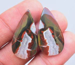 Paire de pierres à sang naturelles en vrac, pierres précieuses, forme assortie, Cabochon, pour bijoux, 1 pièce - Product Image 3
