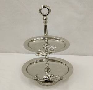 Support de service à gâteaux 2 niveaux, pour la cuisine et les hôtels, plateau de service cupcake, de couleur marron, design moderne, en métal - Product Image 5