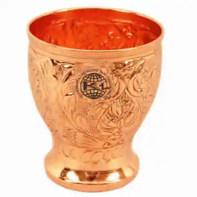 Matka king international Pure Hammered Copper Glass Tumbler Drinking Water 1 Piece, Glass Drink ware water tumblers
