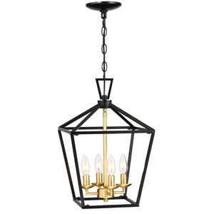 Luz colgante industrial, 4 luces, lámpara colgante de Isla de cocina, latón cepillado - Product Image 1