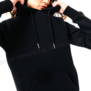 Conjunto de chándal de gimnasio negro para mujer, Sudadera con capucha transpirable de secado rápido de alta calidad, patrón sólido personalizado al por mayor - Product Image 5