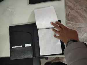 Multi-Purpose Genuine <b>Leather</b> NDM File <b>Folder</b> with Pen Loop Black Office <b>Document</b> Storage and Gift Item for Business - Product Image 5