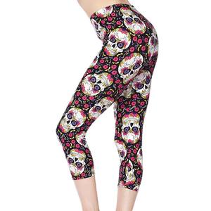 Leggings de Yoga con Estampado de Gato Gótico de PIHA SPORTS para Mujer, Logotipo Personalizado, Cintura Media, Elásticos, Deportivos, para Correr, Gimnasio, Capri, de Secado Rápido - Product Image 1