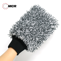 Gant de lavage de voiture de luxe en microfibre viscose rayonne, tissu premium, éponge PU, sans rayures, pour detailing, poils longs 20 mm, personnalisable