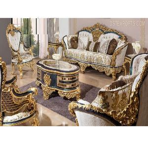 Ensemble de canapés de salon de style français moderne, luxe, en teck, taille personnalisée, tendance blanc or - Product Image 1