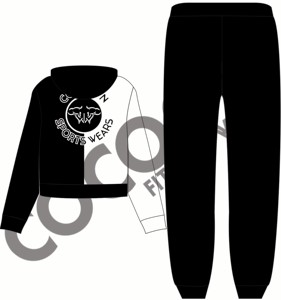 ชุดเสื้อฮู้ดซิปสีดำเทาแบบมีบล็อกสีสำหรับผู้ชาย OEM สไตล์สปอร์ต แห้งเร็ว เหมาะสำหรับใส่ในฤดูใบไม้ร่วง ดีไซน์โลโก้แบบหยดน้ำ ปี 2026 - Product Image 5