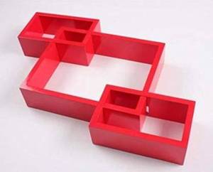 Wall Decoration Intersecting Floating <b>Shelves</b> MDF Wall Shelf Number of 3 Red Shelf - Product Image 4