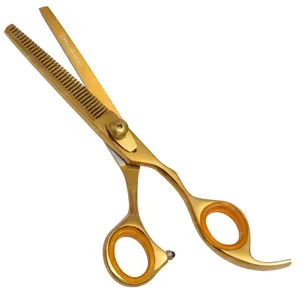 Professional Haircut Thinning Scissors in Gold Color, Heavy Duty Stainless Steel Hairstyling Thinning Scissors Private Label