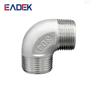 Conector de tubería de fundición de acero inoxidable 304, Conexión macho de 90 grados NPT, codo macho, 150 LB, igual al codo redondo de 1/8 "- 4"