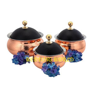 Marmite en métal doré et argenté Casserole de créateur à double paroi de meilleure qualité Vente à chaud d'ustensiles de cuisine Chauffe-plats en métal fantaisie - Product Image 3