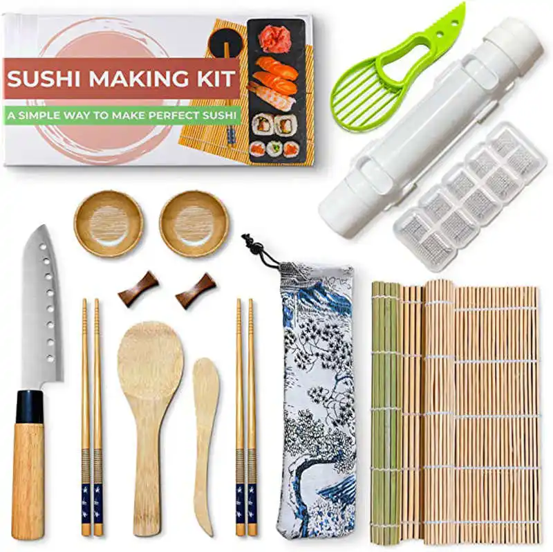 Kit de sushi caseiro com bazuca, conjunto de molde para enrolar sushi diy, ferramentas para crianças iniciantes