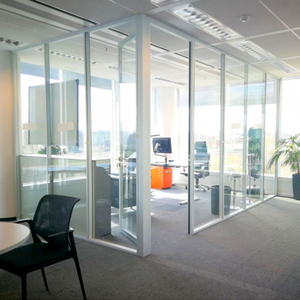 Cloisons pliantes amovibles en verre trempé et aluminium de 10 mm et 12 mm, murs de séparation intérieurs, profilés en aluminium, système de bureaux - Product Image 5
