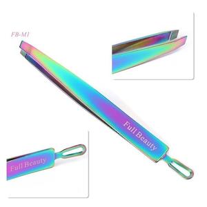 QNQ OEM haute qualité en acier inoxydable tête inclinée pince à sourcils pince à épiler conception personnalisée étiquette privée pince à cils Pack pièces - Product Image 4