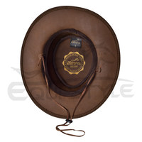 Topi Koboi Kulit Crazy Horse Gaya Barat Cokelat dengan Logo Pribadi, Grosir Topi Koboi Kustom Australia
