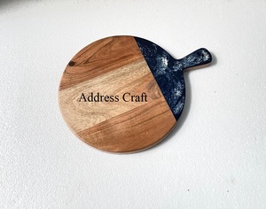 Planche à fromage avec poignée, dernier modèle, planche à fromage de forme ronde en bois et résine de haute qualité, planche à découper avec logo personnalisé - Product Image 4