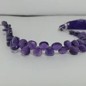 Natürlicher afrikanischer Amethyst stein facettiertes Herz Brio lette Perlen Strand Großhandels preis Edelsteine Lieferung für handgemachte Schmuck herstellung