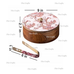 Wooden Roti Box With Designer <b>Lid</b> Premium Quality Round Shape <b>Decorative</b> Chapati Container At Acceptable Prices - Product Image 1