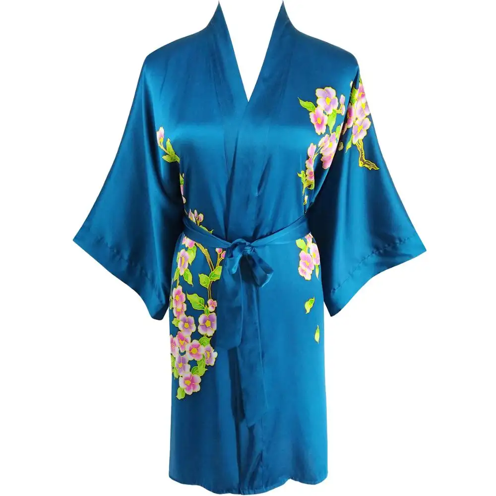 Wholesale Women's 100% Pure Silk Robe Silk Bathrobe Kimono Luxury Sleepwear