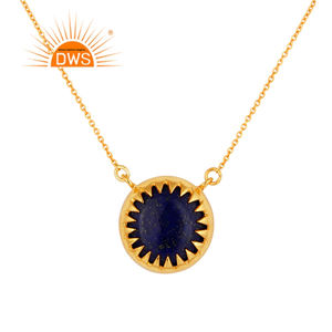 Collar con colgante de lapislázuli, proveedor de joyería de moda, collar de Latón chapado en oro amarillo de 18K, Colección Vintage - Product Image 1