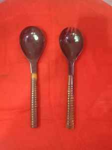 NOORBABA INTERNATIONAL-Conjunto de cuchara de ensalada de cuerno de búfalo ecológico de la mejor calidad, artesanías naturales de estilo animal pulido - Product Image 2