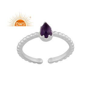 Handmade Designer 925 Fine Sterling Silver Natural Amethyst Gemstone <b>Adjustable</b> <b>Ring</b> Jewelry Manufacturer - Product Image 1