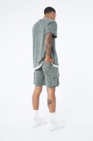 Ensemble deux pièces homme été respirant grande taille T-shirt à épaules tombantes et short assorti en polyester/coton Hawk Eye Sports (PayPal)