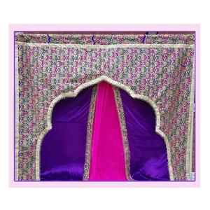 <b>Embroidered</b> Mandap Backdrop for Wedding Event Mehndi and Sangeet Event Backdrop <b>Curtains</b> Attractive Wedding Backdrop - Product Image 1