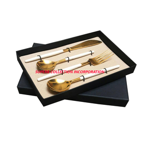 Vaisselle plate en plaqué or, ensemble de couverts élégants pour hôtels et restaurants, vaisselle faite à la main en vente directe d'usine OEM, couverts pour cadeaux - Product Image 2