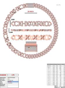 Collier Chaîne Cubaine à Lettres Personnalisées en Or Rose 10K avec Poids d'Or 220g et Diamant 46.28 Carat en Or 14K - Product Image 2