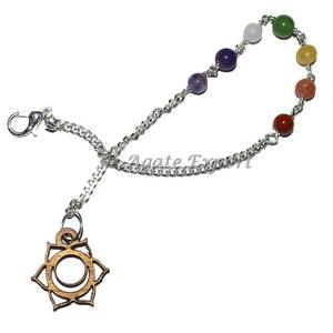 Semipreciosa Piedra Natural Artesanía Splenic Seven Chakra Símbolo Cadena de péndulo péndulos de cristal al por mayor de exportación de ágata - Product Image 1
